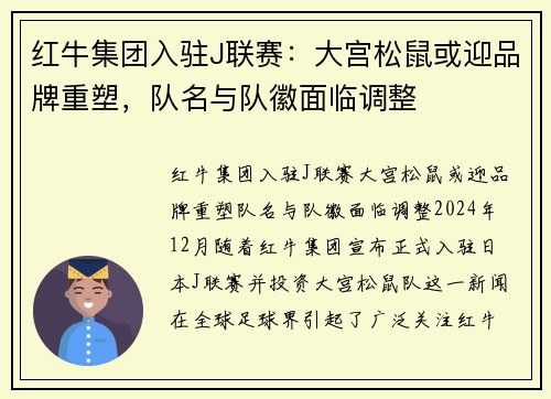 红牛集团入驻J联赛：大宫松鼠或迎品牌重塑，队名与队徽面临调整
